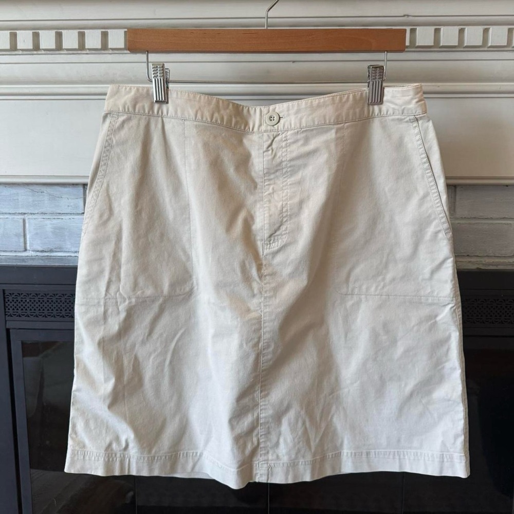 Y2K era Classic Khaki Cotton A-Line Skirt | Preppy Minimalist